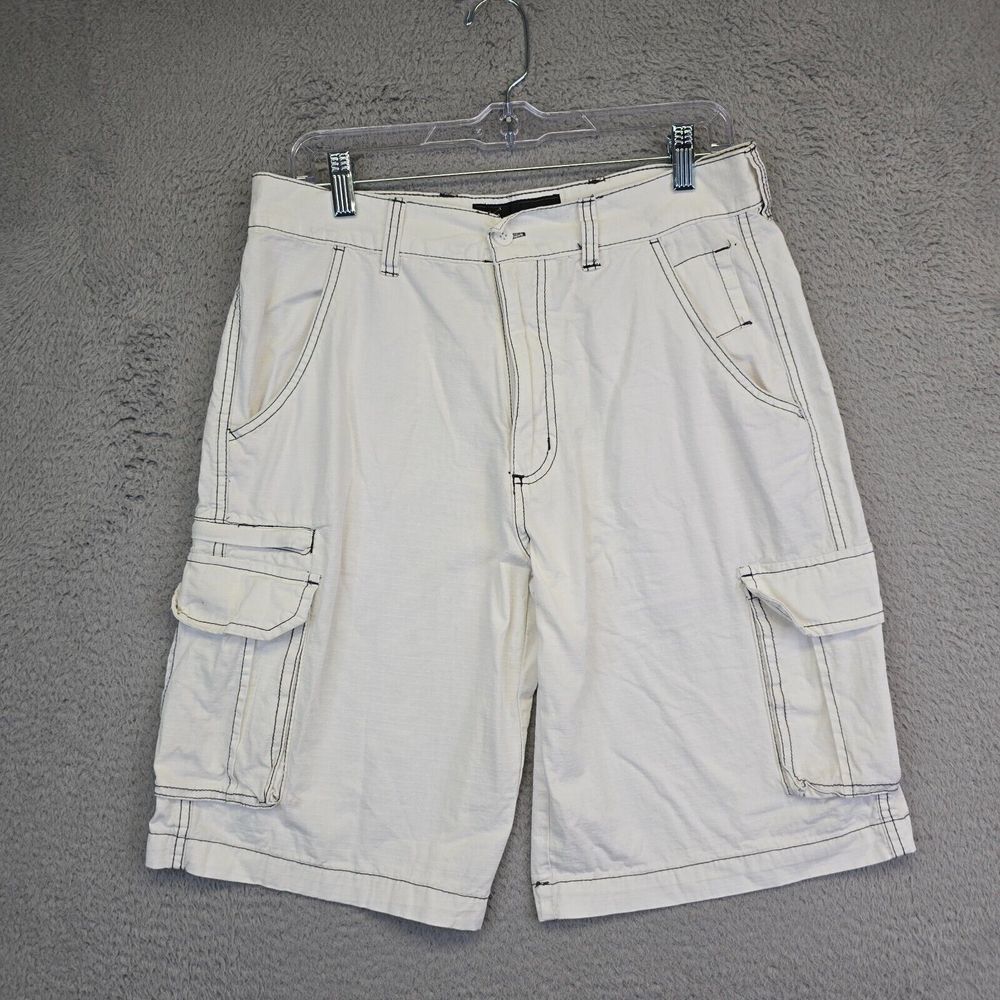 Beverly Hills Polo Club Shorts Men 32 White Cargo Flat Front Relaxed Fit Classic